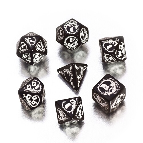 Dragons Dice - 7 Piece - Black And White