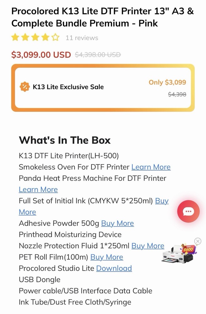 Procolored Dtf Printer K13 Lite, Odor Less Oven , Heat Press Plus Extras