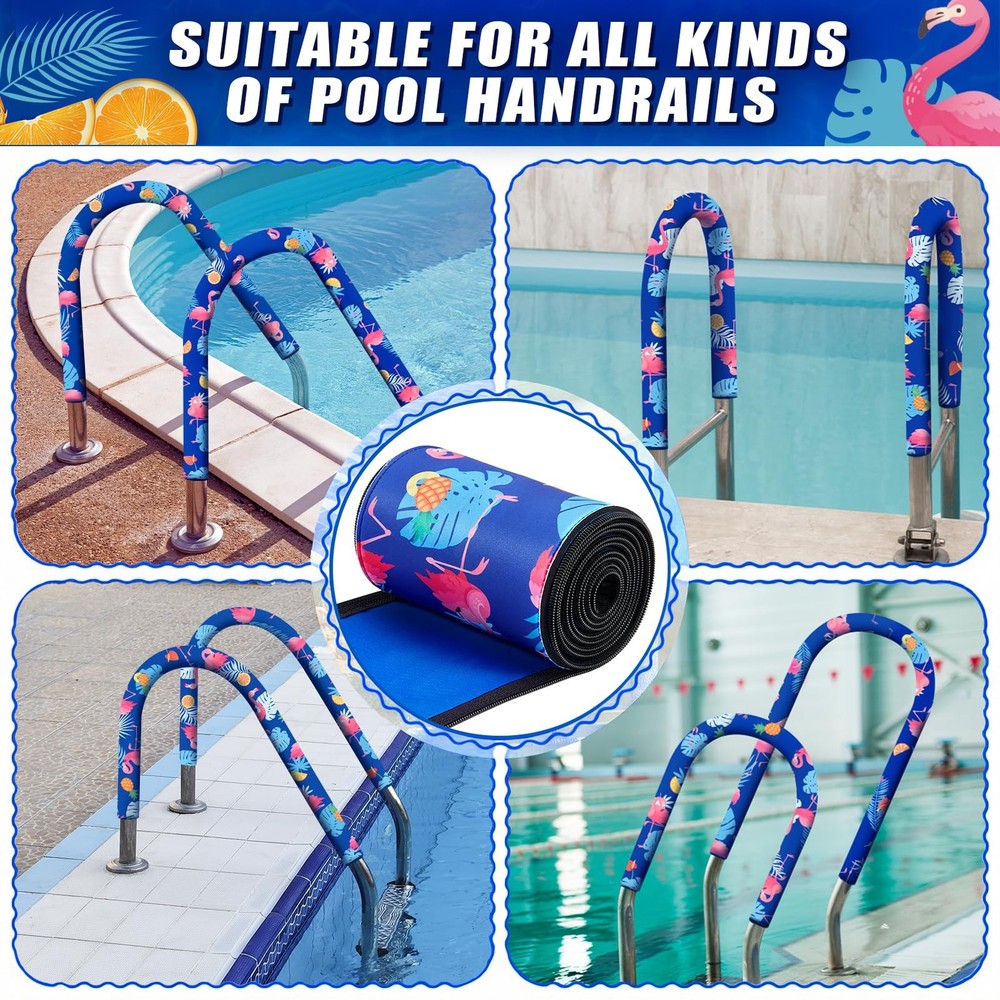 2PCS 4FT Double-Side Pool Handrail Covers with Zippers,Slip Resistant Pool Ra...