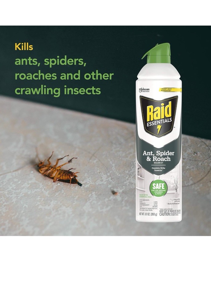 Pack of Raid Essentials Ant, Spider & Roach Killer 27 Aerosol Spray, 10 Oz( 3pc)