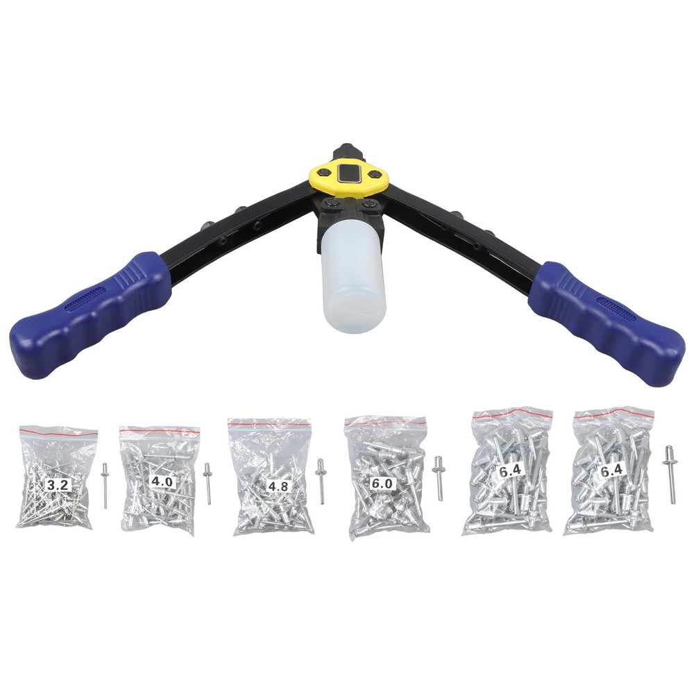 1/4 Multi-purpose Pop Rivet Gun Kit 210Pcs Blind Rivets 13" Hand Riveter Tool