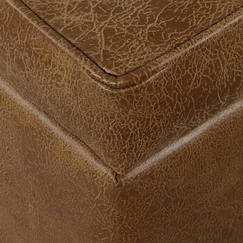 Square Tufted Storage Ottoman - Distressed Brown Faux Leather, Small, Versatile
