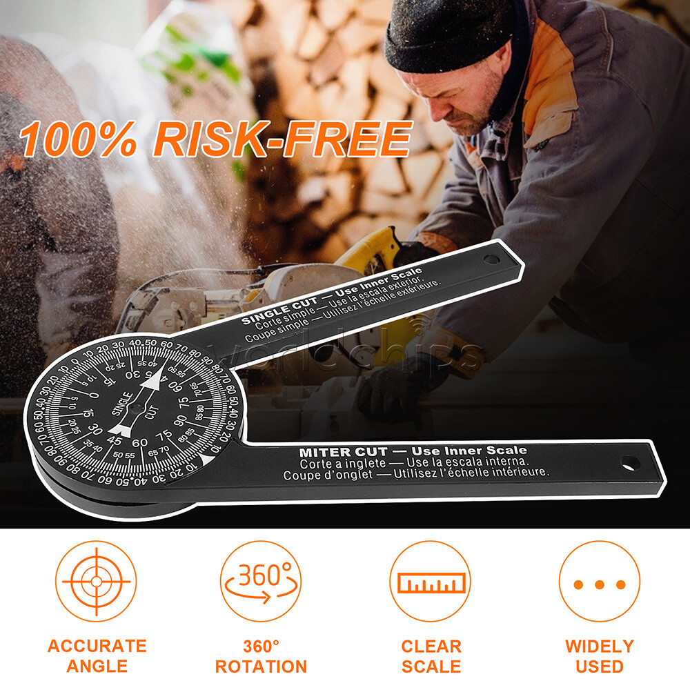 Miter Saw Protractor ABS Angle Finder Level Meter Goniometer + pencil