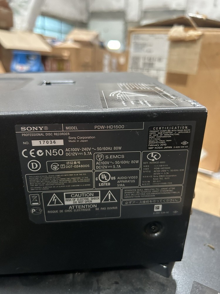 Sony PDW-HD1500 XD Cam HD Recorder Needs Battery Replacement