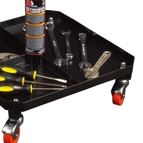 Pneumatic Rolling Creeper Mechanic Stool with Tool Tray - Adjustable Padded Seat