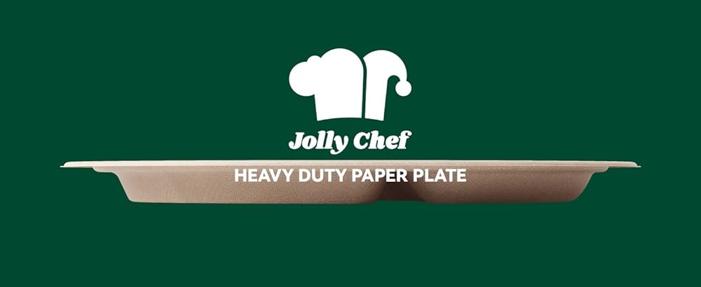 J CHEF postable 𝟯 partment Paper Plates 𝟵 𝗜𝗻𝗰𝗵 [𝟭𝟮𝟱