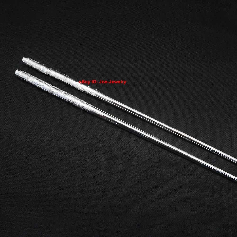 Real 999 Fine Silver Chopsticks Silver Healthy Tableware Dragon Phoenix Handle