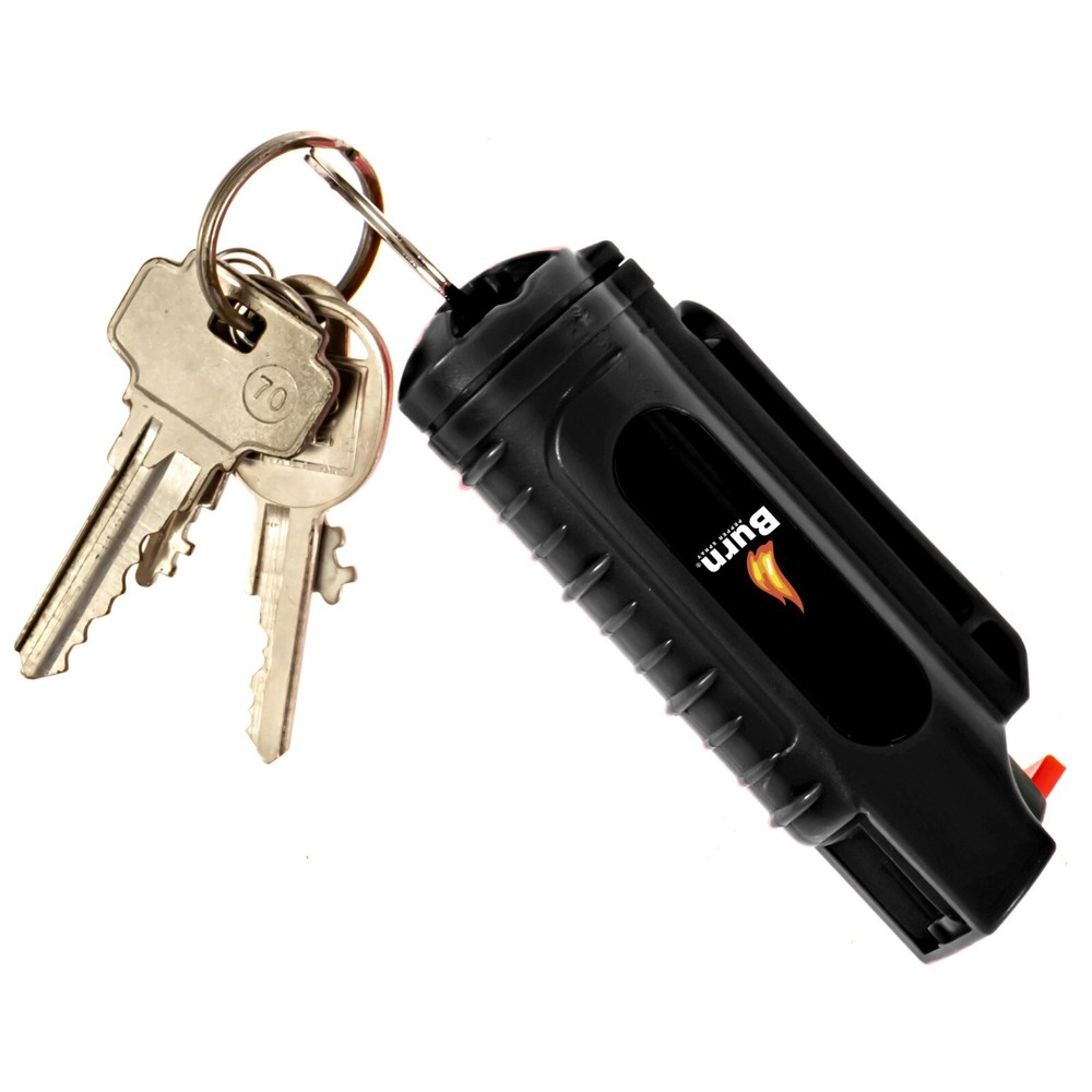 BURN Pepper Spray 1/2oz Self Defense Security Keychain Molded Black 2 Pack
