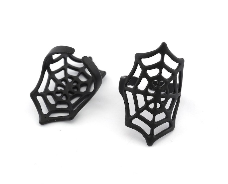 Spider Web Ring,Adjustable Ring Black painted brass(19.5mm 9.5US inner size)2734