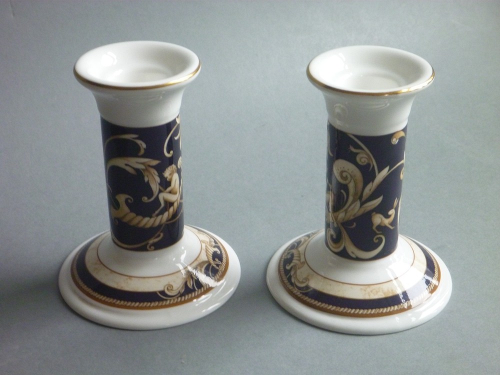 Wedgwood Cornucopia Clock & Candlestick Mantle Set