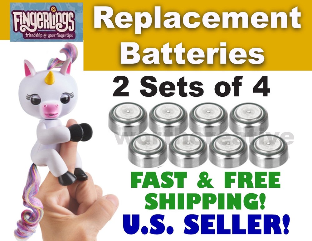 8 REPLACEMENT BATTERIES FOR WowWee FINGERLINGS Electronic sloth Monkey & Unicorn
