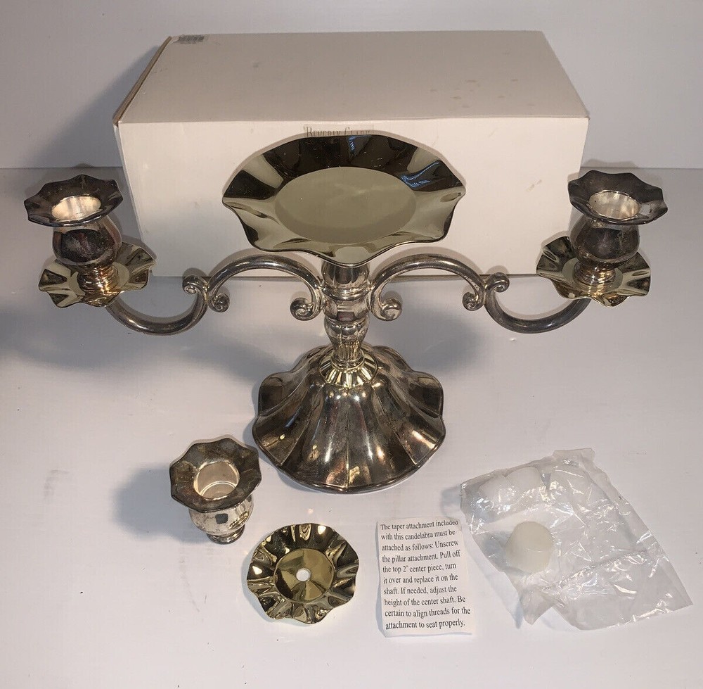 Vintage 3 Lighted Candelabra Silver Plated Beverly Clark Collection
