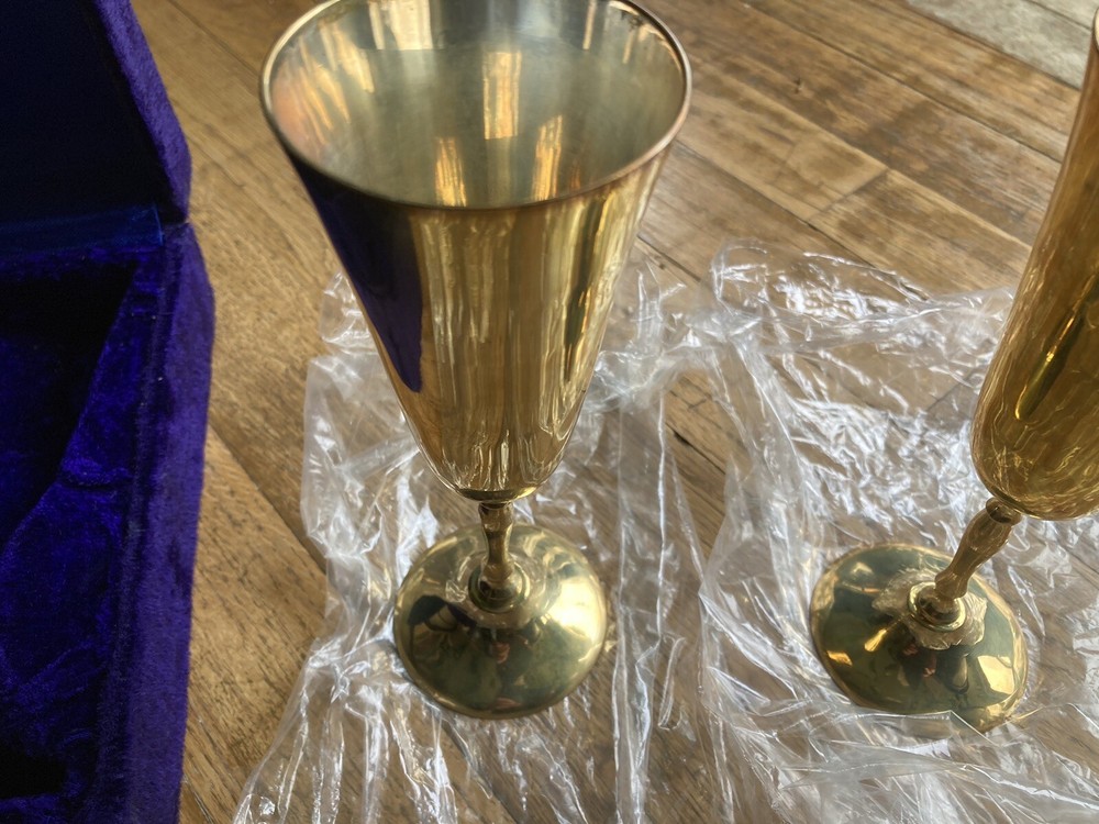 Vintage Brass Wine Goblets New
