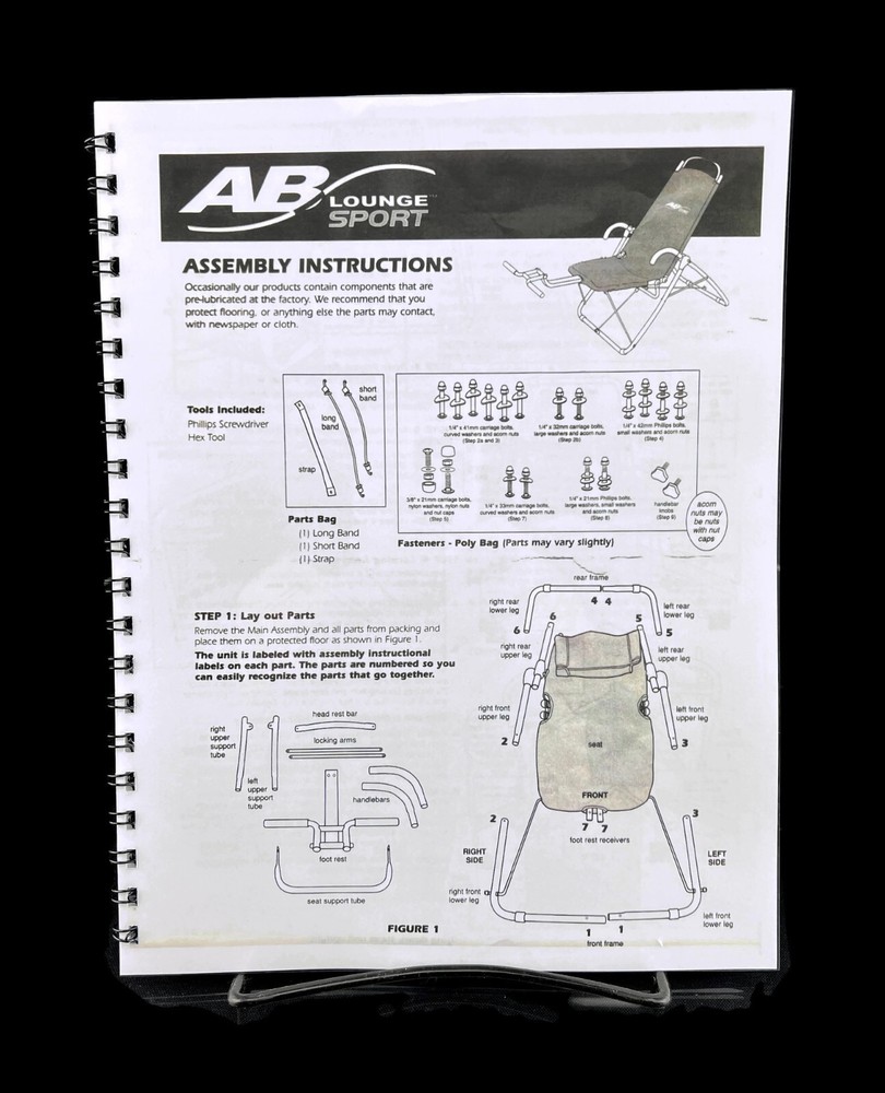 Ab Lounge Sport Manual Bundle: Assembly Guide, Quick Start Guide, Owners Manual