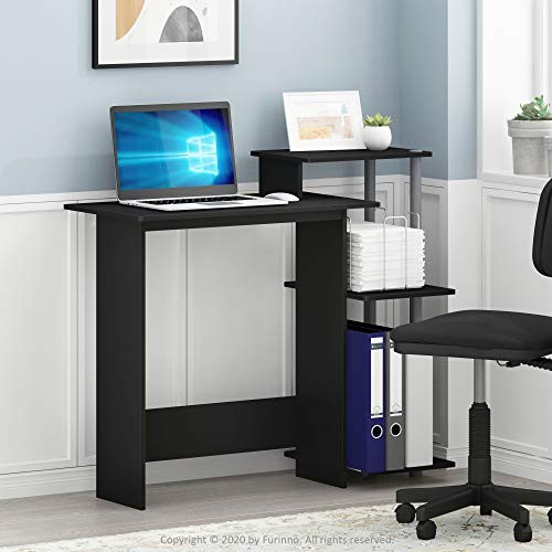 Efficient Home Laptop Notebook Computer Desk Black/Grey Square Side Shelves