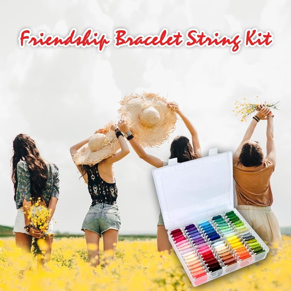 Friendship Bracelet String Kit String Bracelet Making Kit with 80 Skeins Embr...