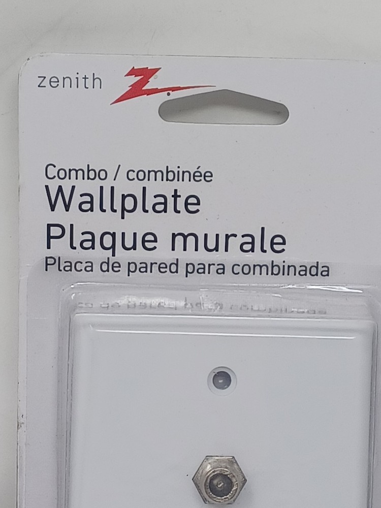 1 Zenith Universal Phone Jack, and Coaxial Combo Wall Plate White