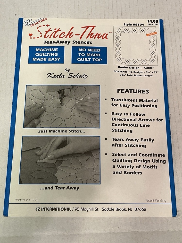 EZ Quilting Stitch-Thru Cable 6104 Cut Pattern