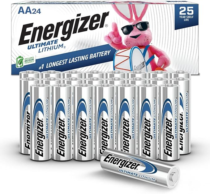 Energizer Ultimate Lithium AA Batteries, 24 Pack, 1.5V