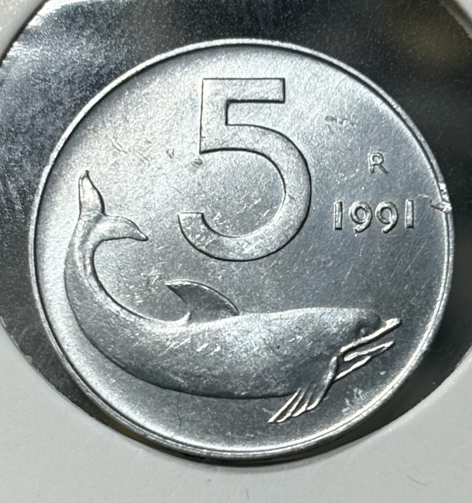 1991 Italy 5 Lire Five