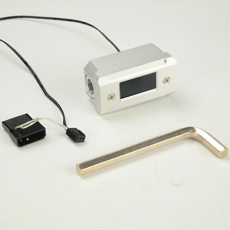 G1/4 Fitting Display Digital Thermometer Flow Meter For PC Water Cooling System
