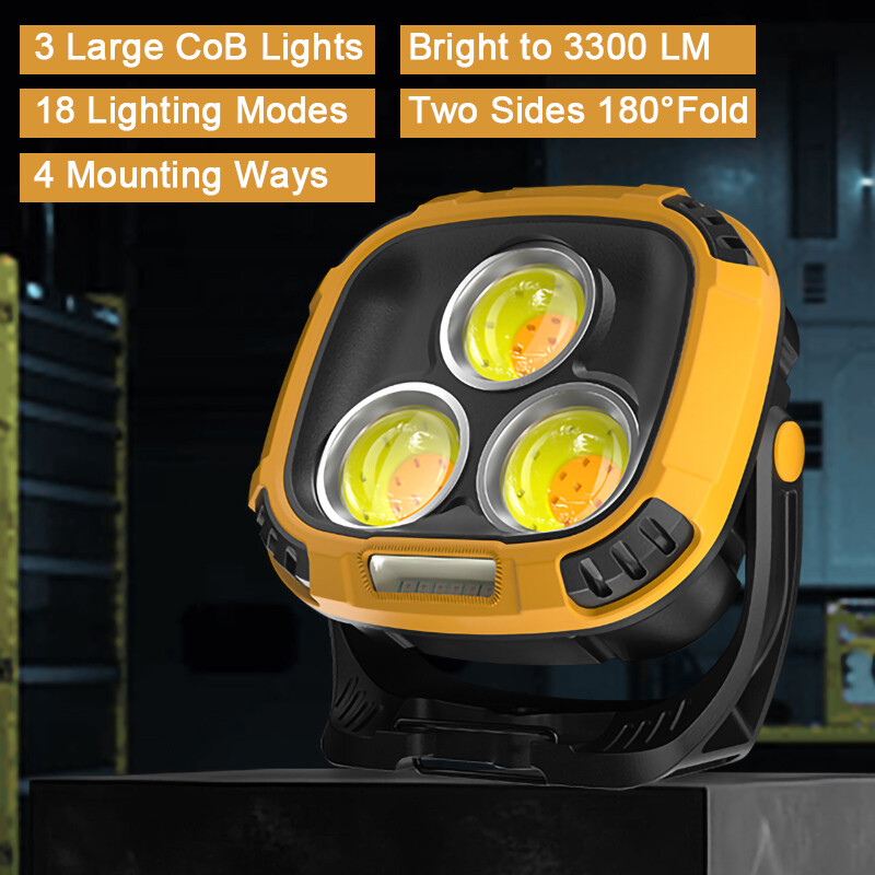 3300 Lumen USB Rechargeable LED Work Light Magnetic Super Bright Worklight