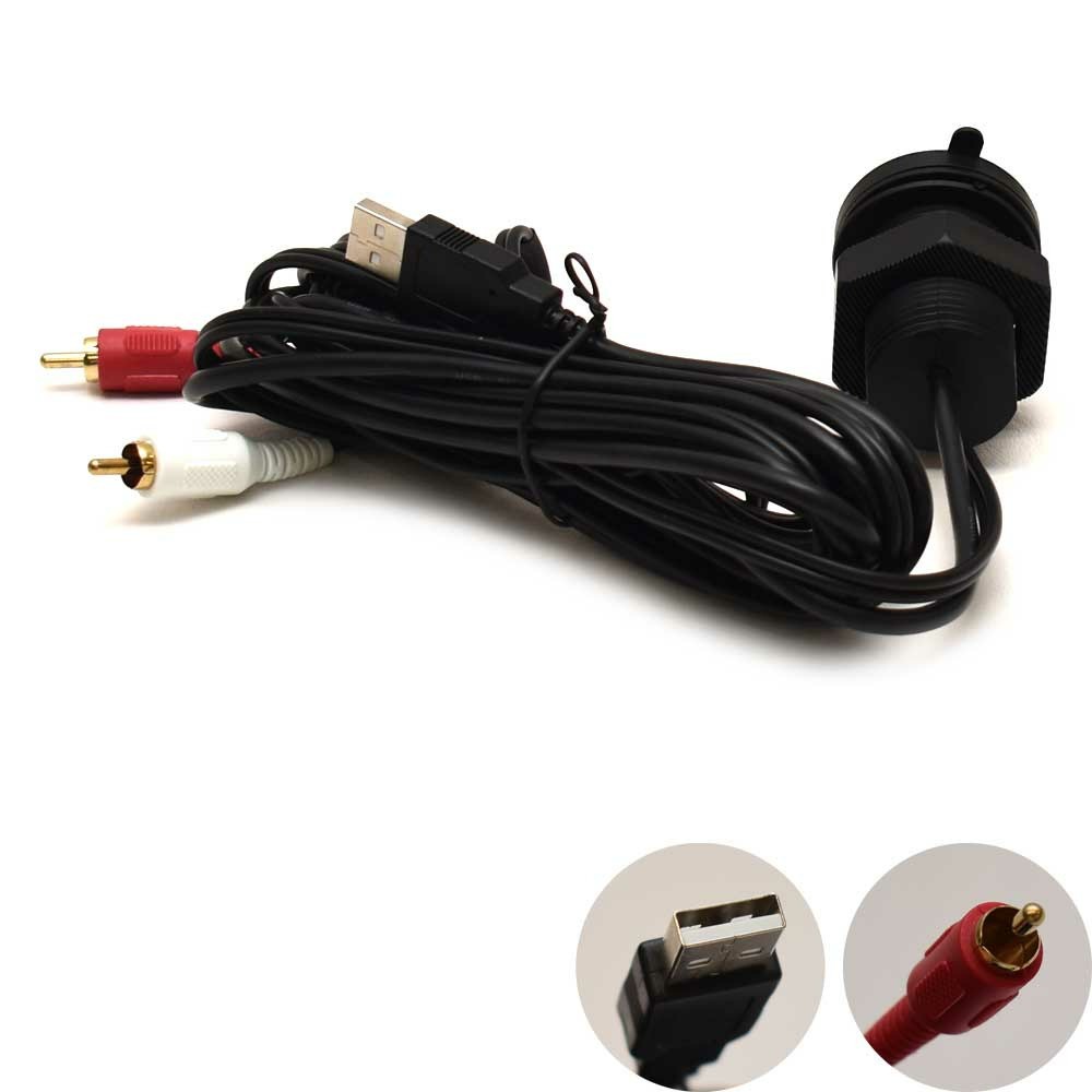 Marine Audio Boat Input Extension Cable AUX-35USB-CPS | Panel Mount 10 FT