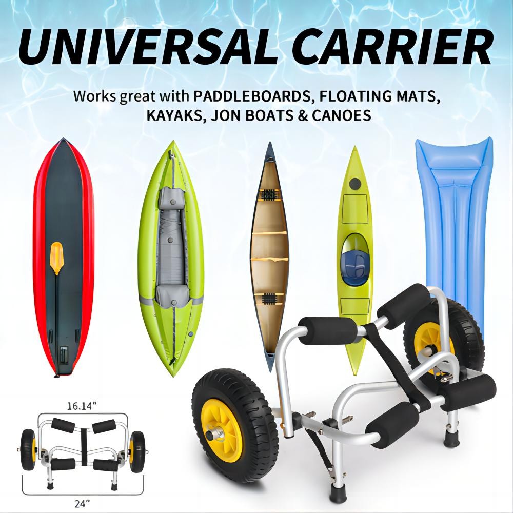 Foldable Kayak Canoe Boat Carrier Dolly Cart with Solid Tires