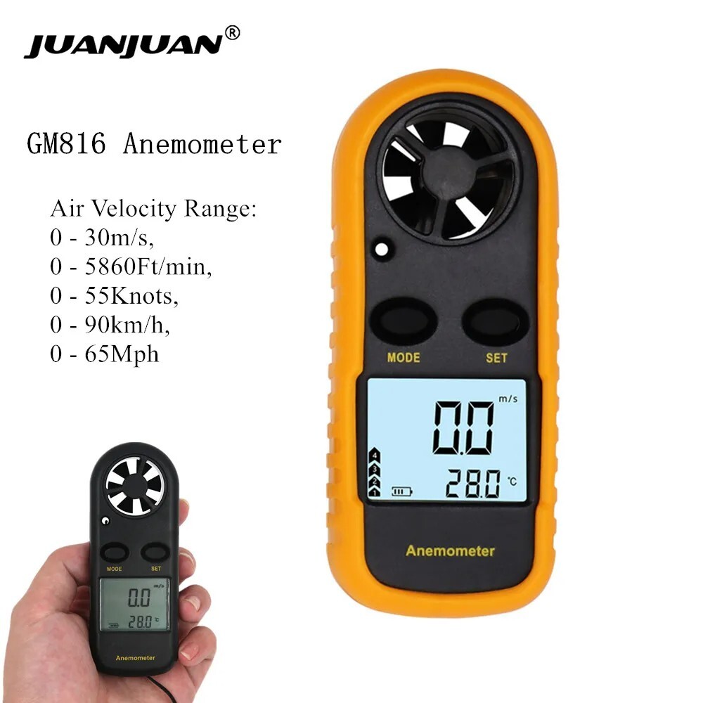 Digital Anemometer – Wind Speed (0-30m/s) & Temp Tester with LCD Backlight