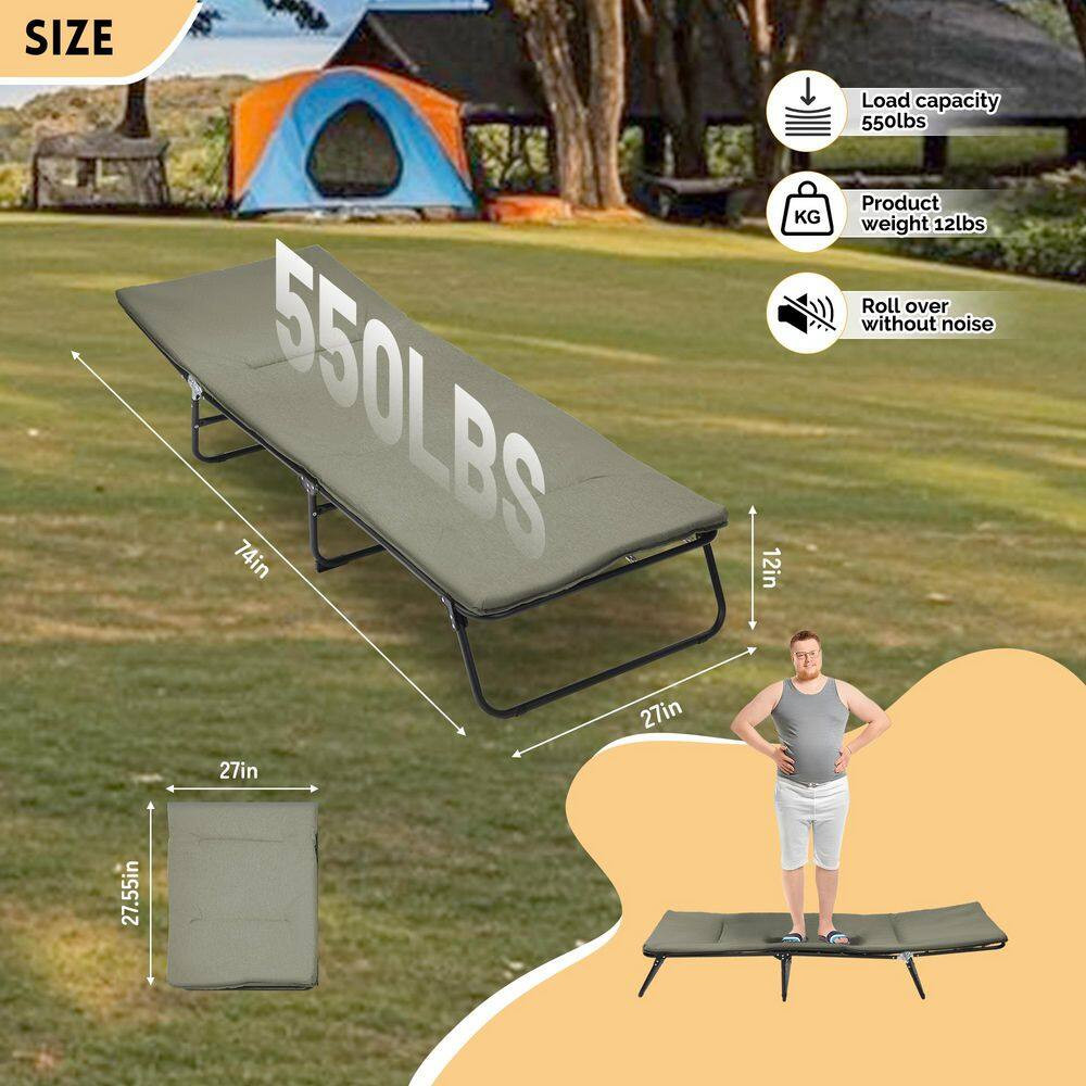 Folding Camping Cot for Adults, 5-Angle Adjustable Camping Cot Heavy Duty Outdoo