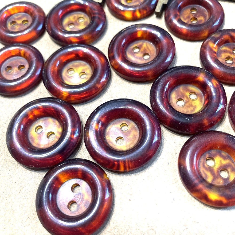 Brown Tortoise Shell Plastic Buttons  25mm & 28mm 2 Hole