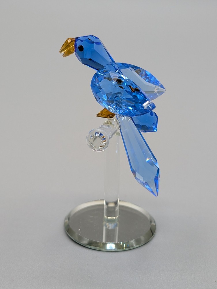 Glass Parrot On A Perch Figurine 3"
