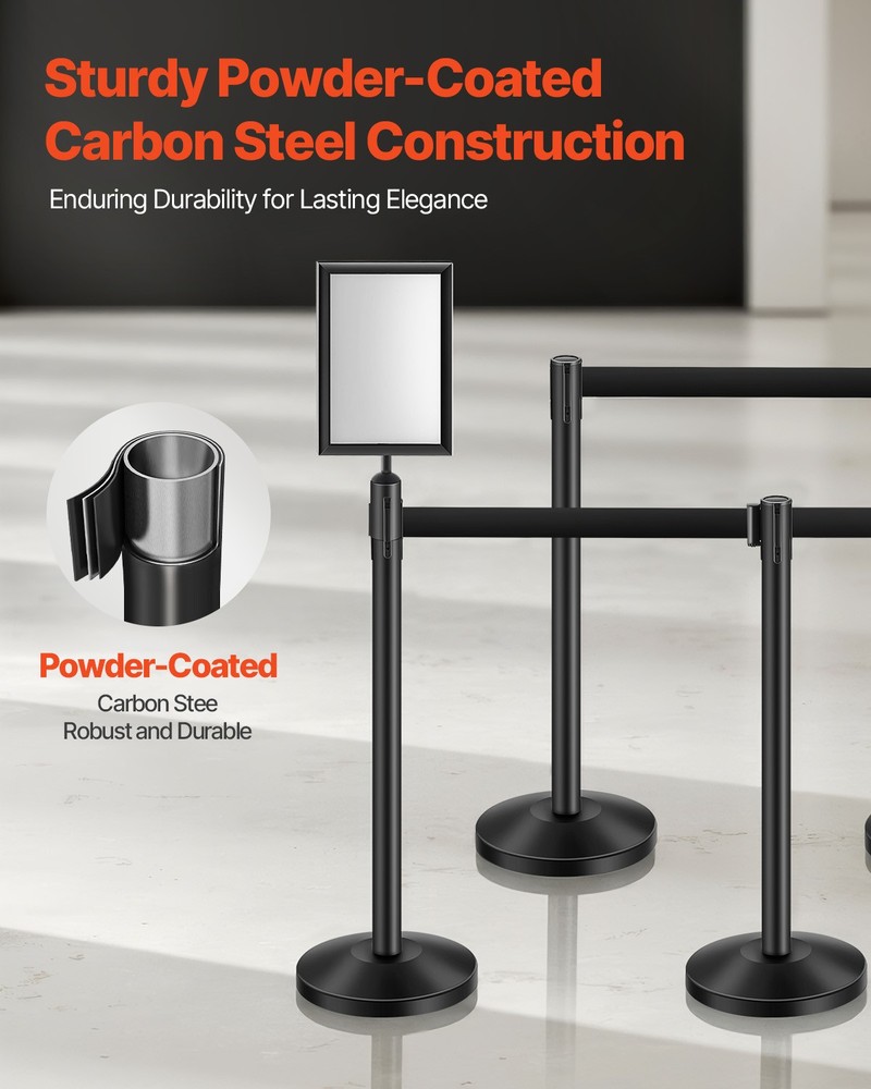 VEVOR 8Pcs Stanchion Post Crowd Contro Queue Barrier 2 Sign Holders Hollow Base