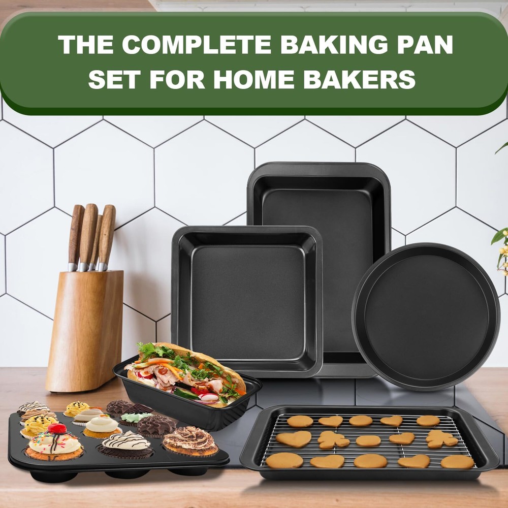 Bakeware Sets, Baking Pans Set, Nonstick Oven Pan for Kitchen with Wider G