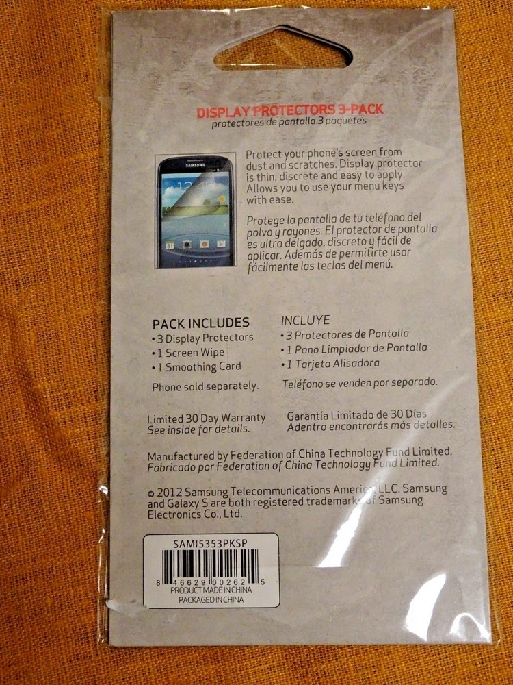 Samsung Galaxy S3 / SIII (Verizon) Screen Protector / Display Protector