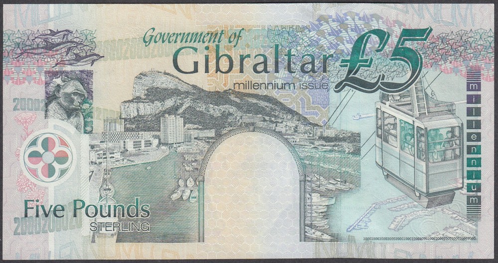 Gibraltar 5 Pounds 2000 UNC