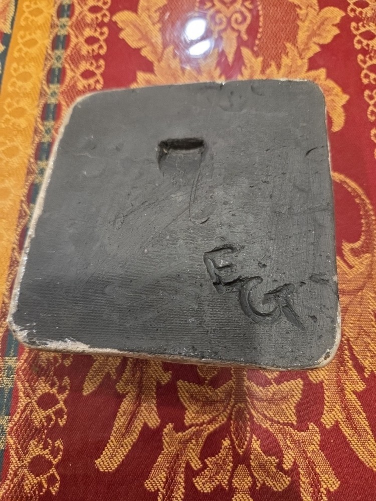 HANDMADE ART POTTERY TILE SIGNED 5" X 4.5"
