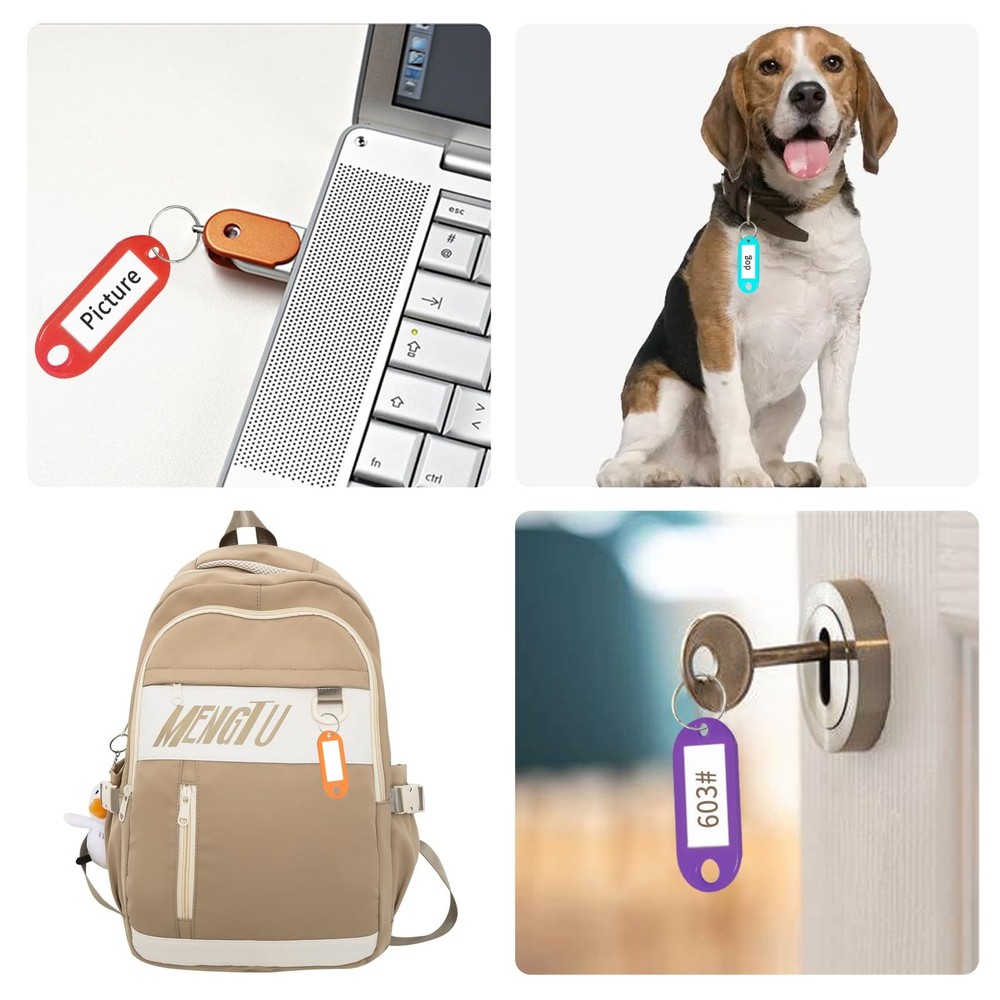 Key Tags Key Labels 24 Pack Plastic Key Tags with Split Ring Label Window, Ke...