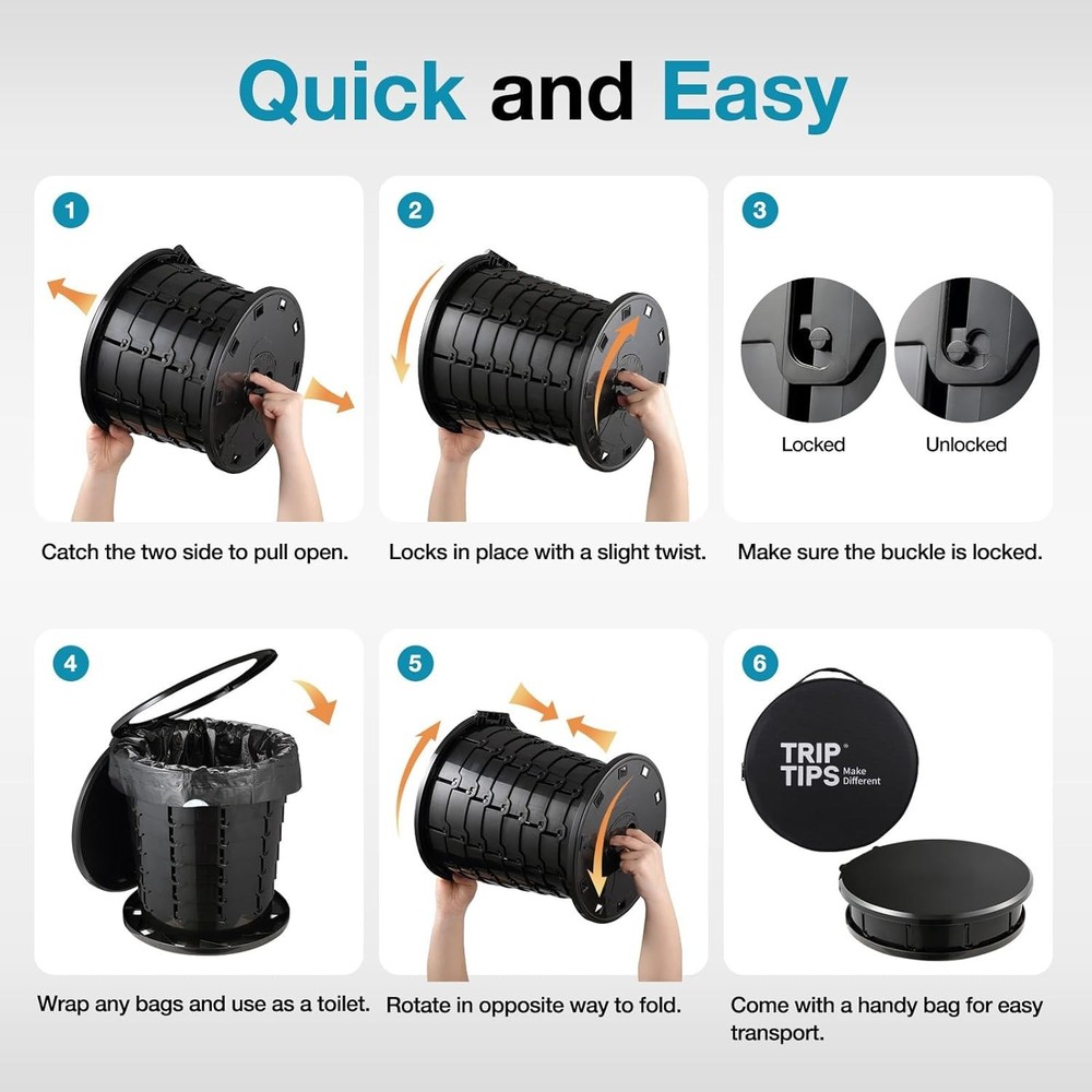 Adjustable Height Portable Camping Toilet