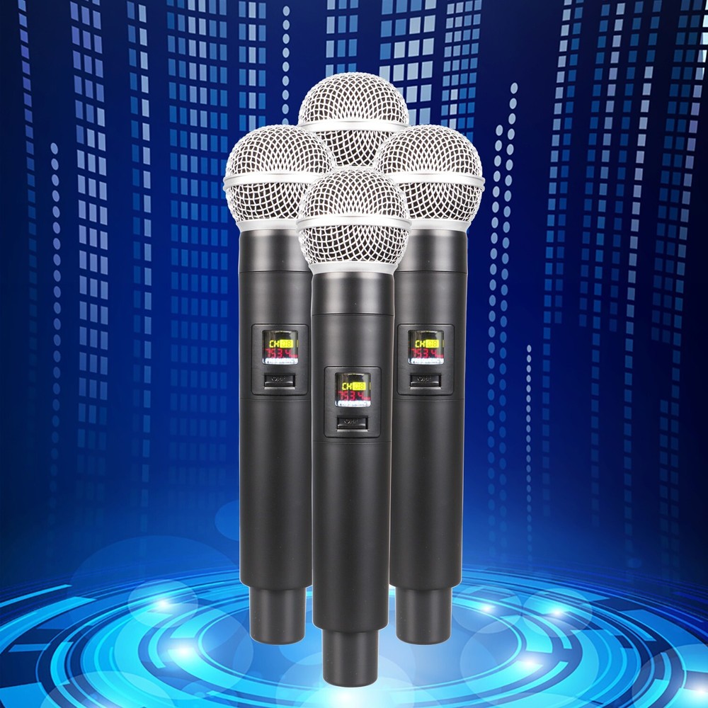 Professional Microphone Wireless 4 Channels Handheld Dynamic Karaoke Mic Band