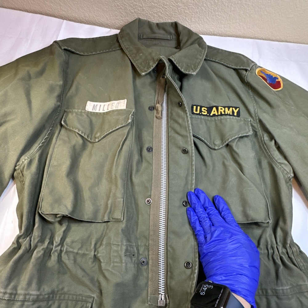 Vintage U.S. Army Miller Shell Field Jacket Green Military Medium Regular