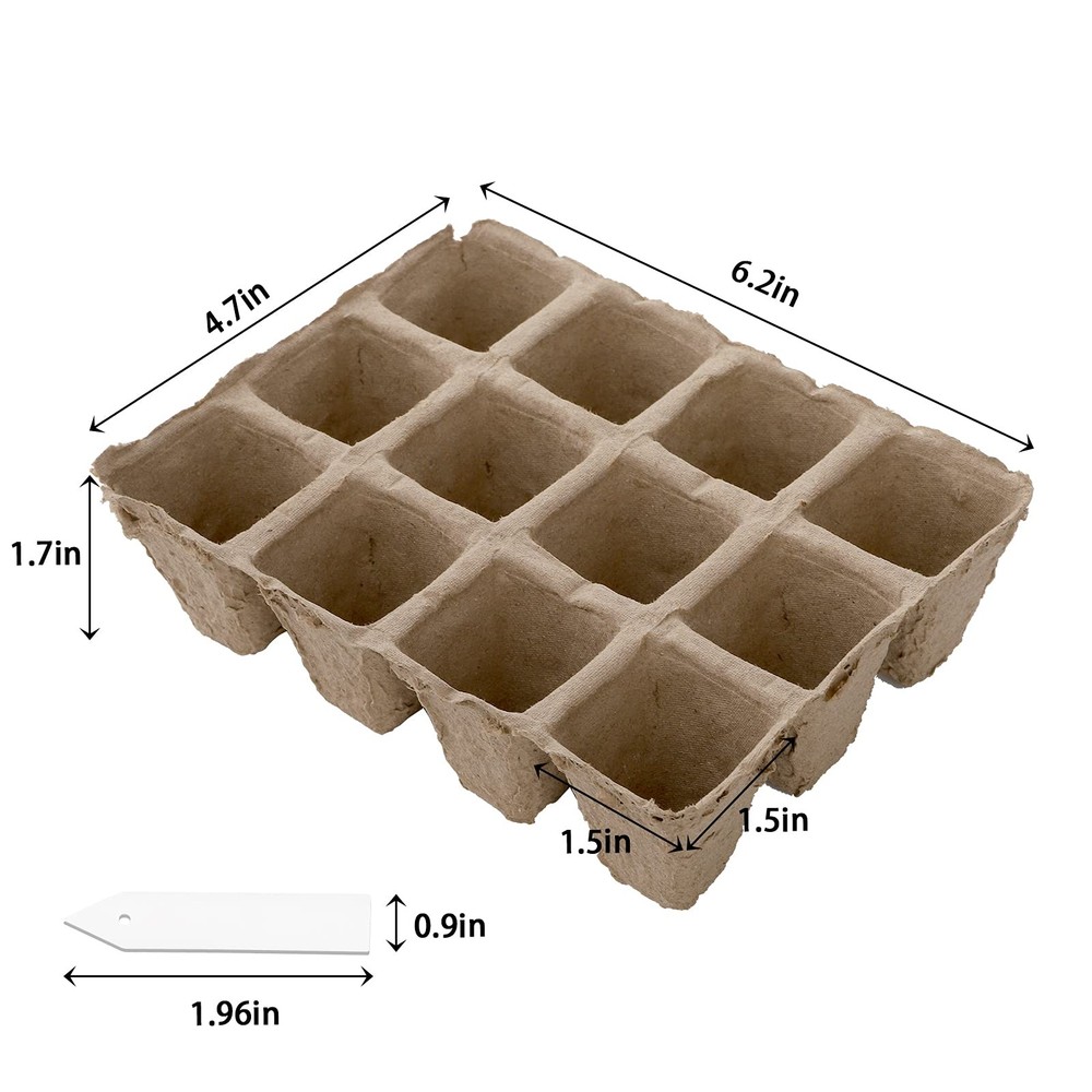 Jucoan 40 Pack Peat Pots Seed Starter Trays, 480 Cells Germination Seedling P...