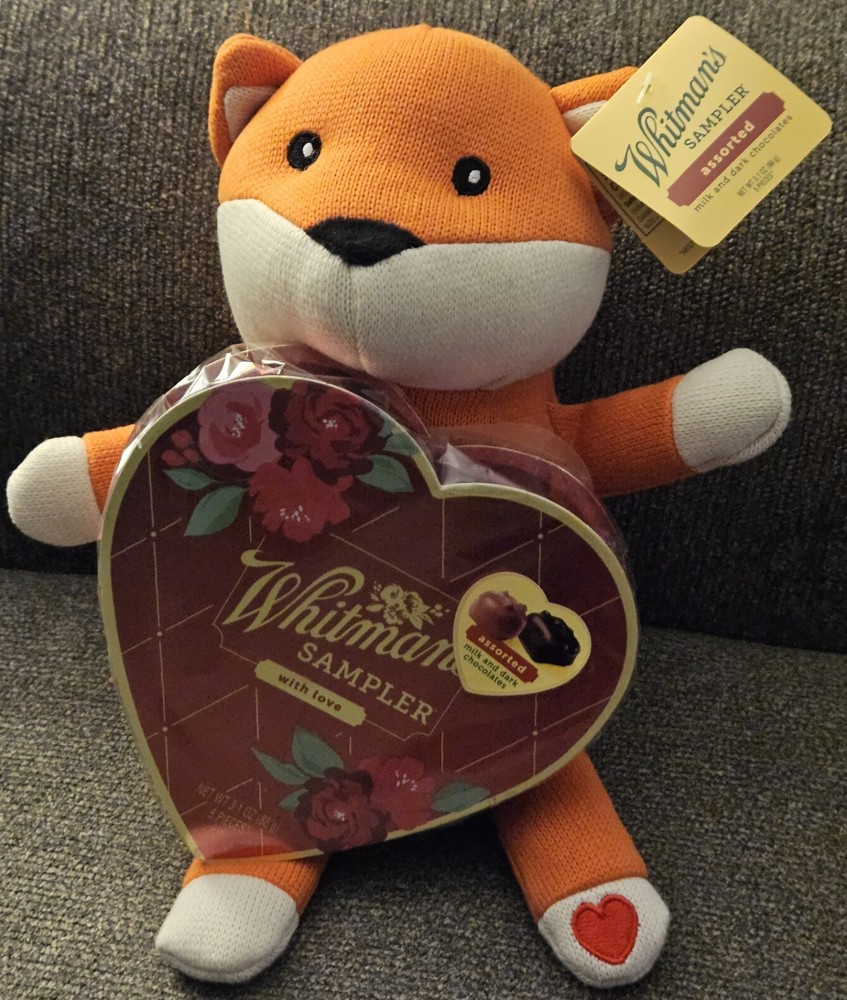 Whitman's Sampler Fox Stuffed Animal + Candy Chocolates Gift Set NEW RARE!❤️🦊🍫