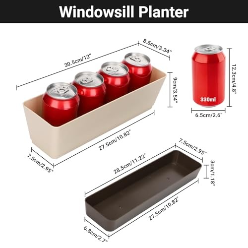 3 Pack Indoor Window Box Planter, 12x3.8 Inch 3pcs/12x3.8in Rectangular