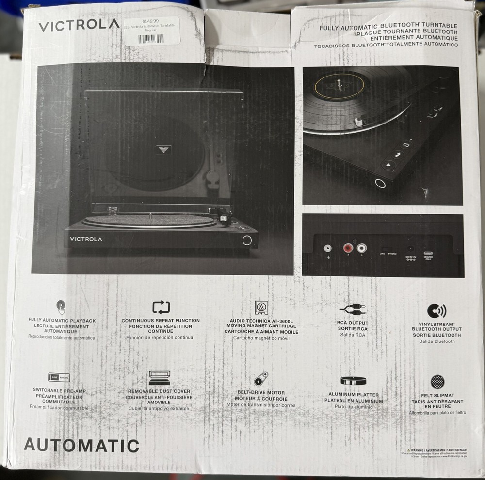 Victrola Automatic VPT-800 Bluetooth Turntable - BLACK
