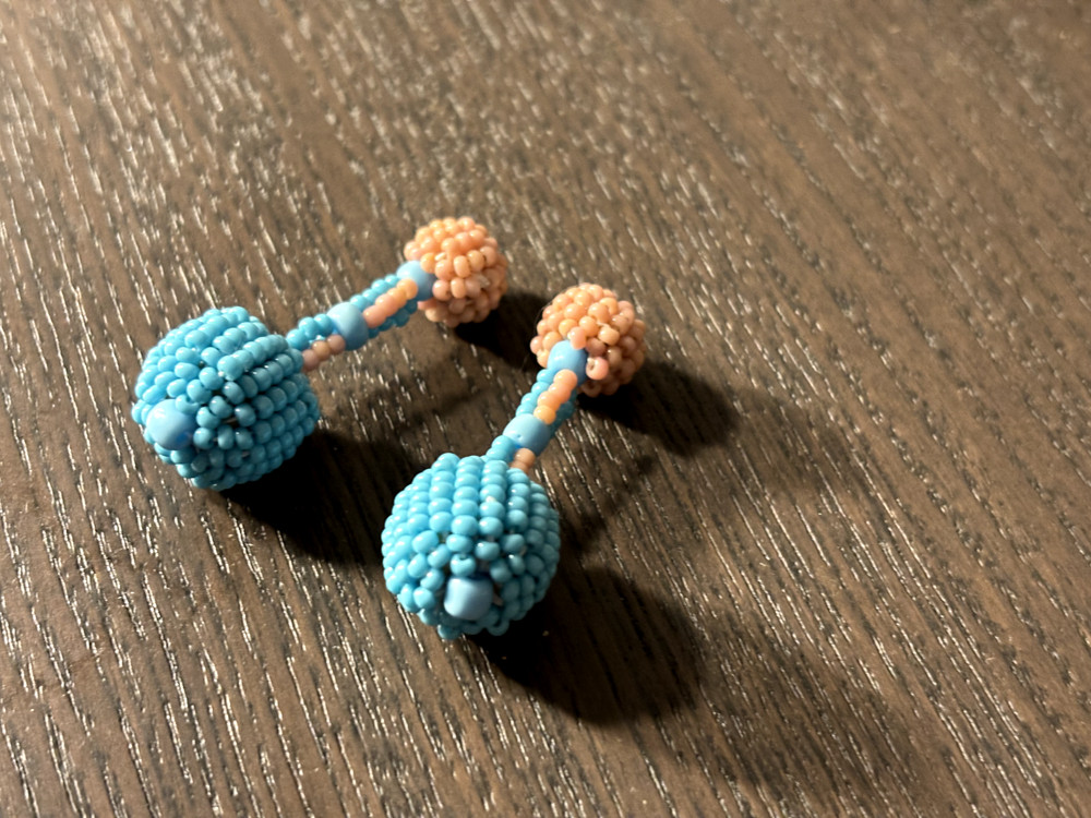blue / salmon (pink / orange) 'bead' cufflinks