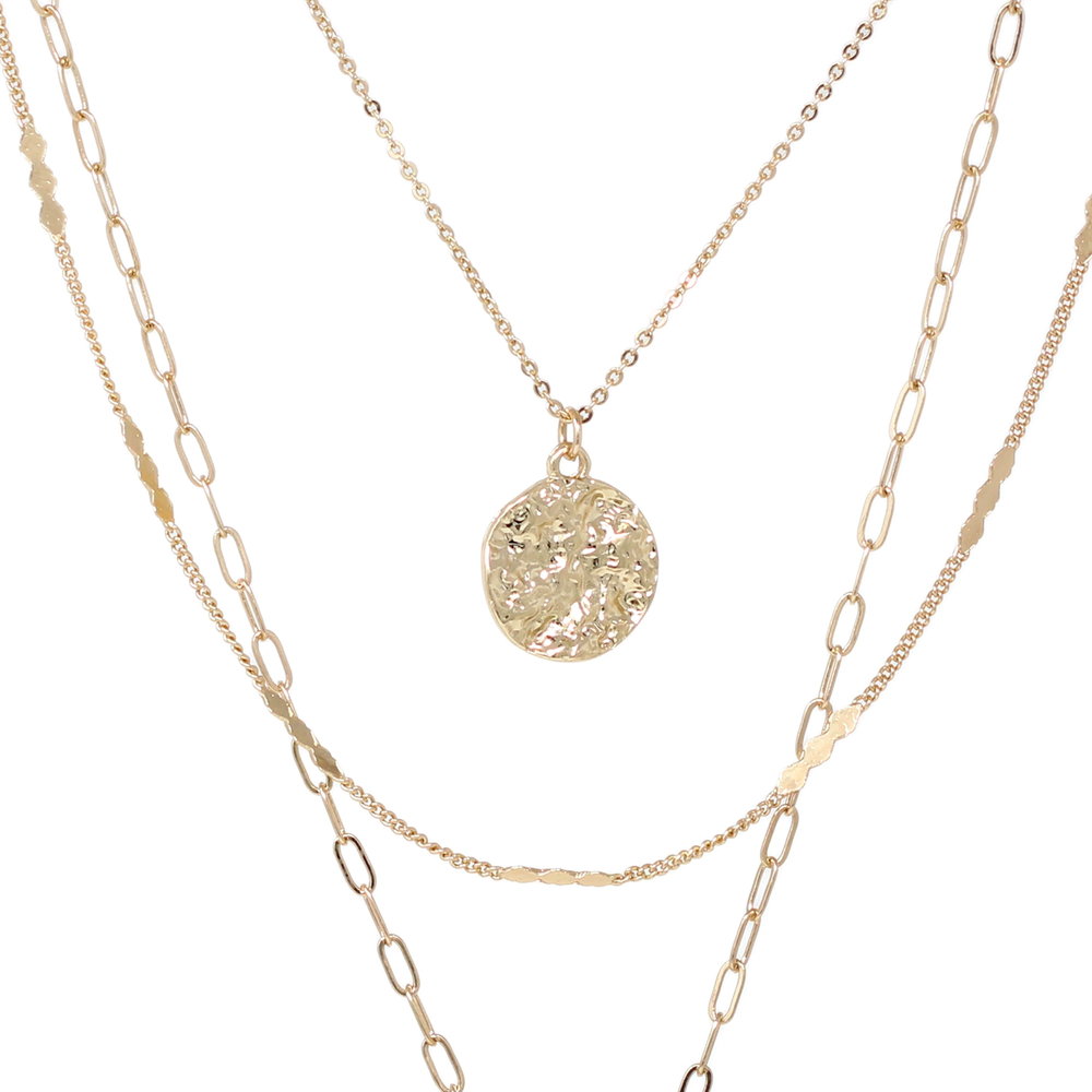 Modern Triple Layered Pendant Necklace