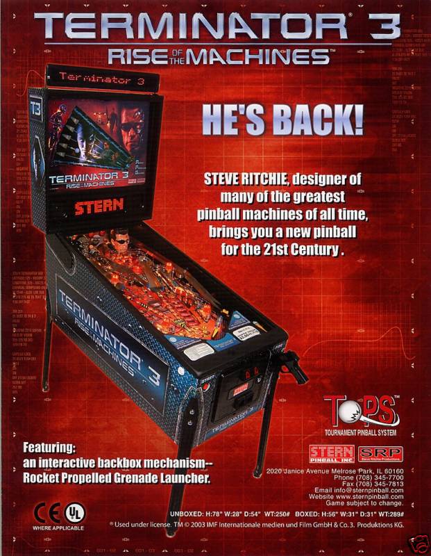 2003 STERN TERMINATOR 3 PINBALL FLYER