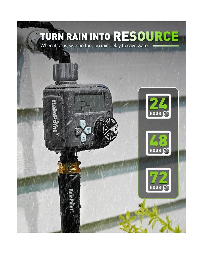 RAINPOINT Sprinkler Timer with 3 Independent Programs, Hose Timer w... Fast Ship