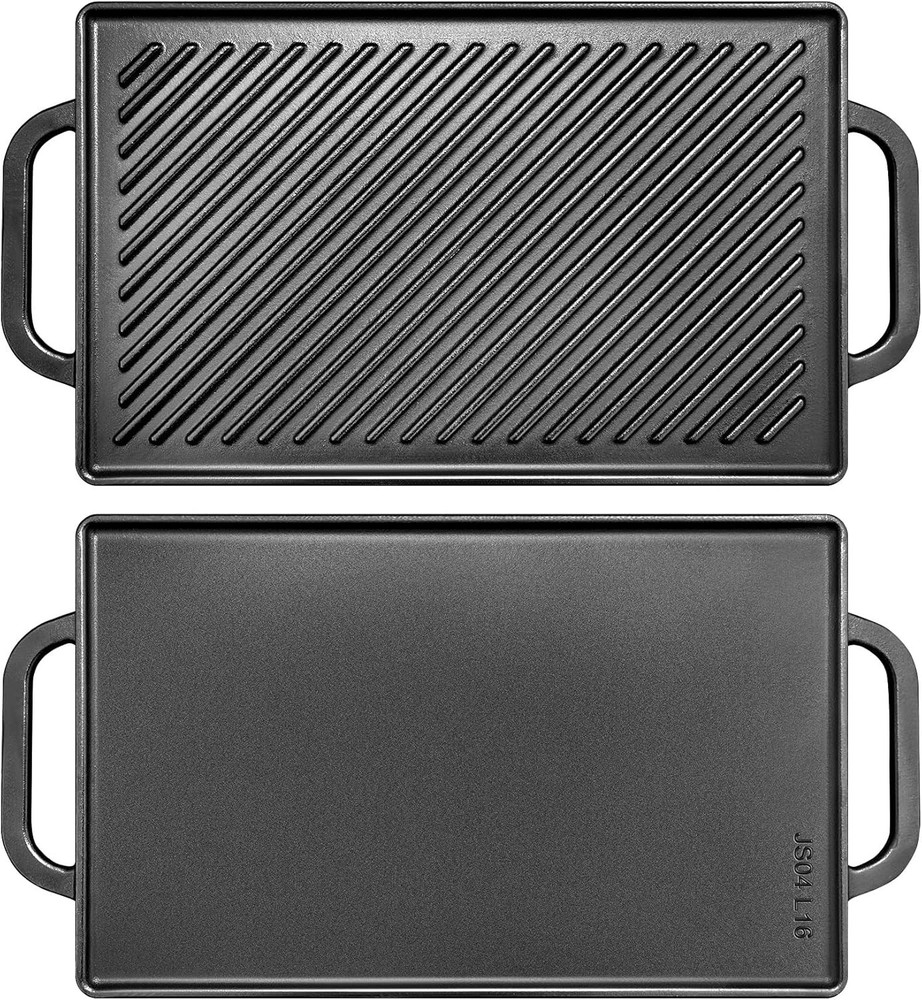 Cast Iron Reversible Grill Griddle，Double Sided Grill Pan  for
